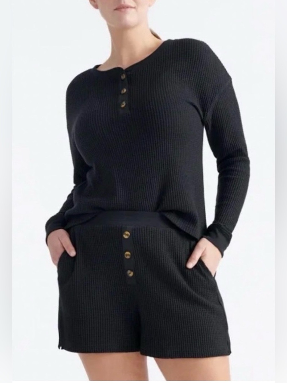 KNIX matching waffle Henley set